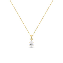 Pear Shape Diamond Solitaire Necklace (Certified)