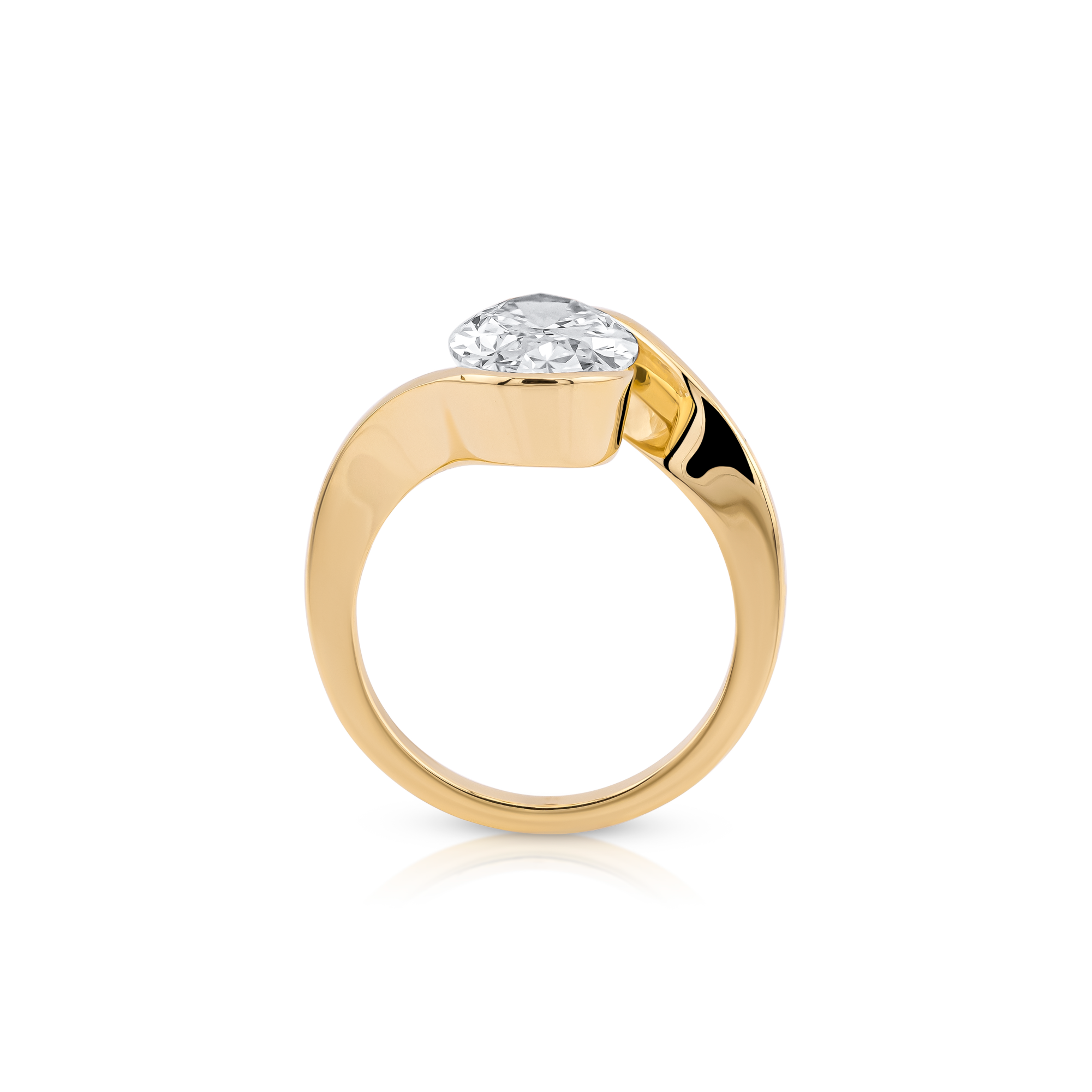 Modern Oval-Cut Bezel Set Engagement Ring