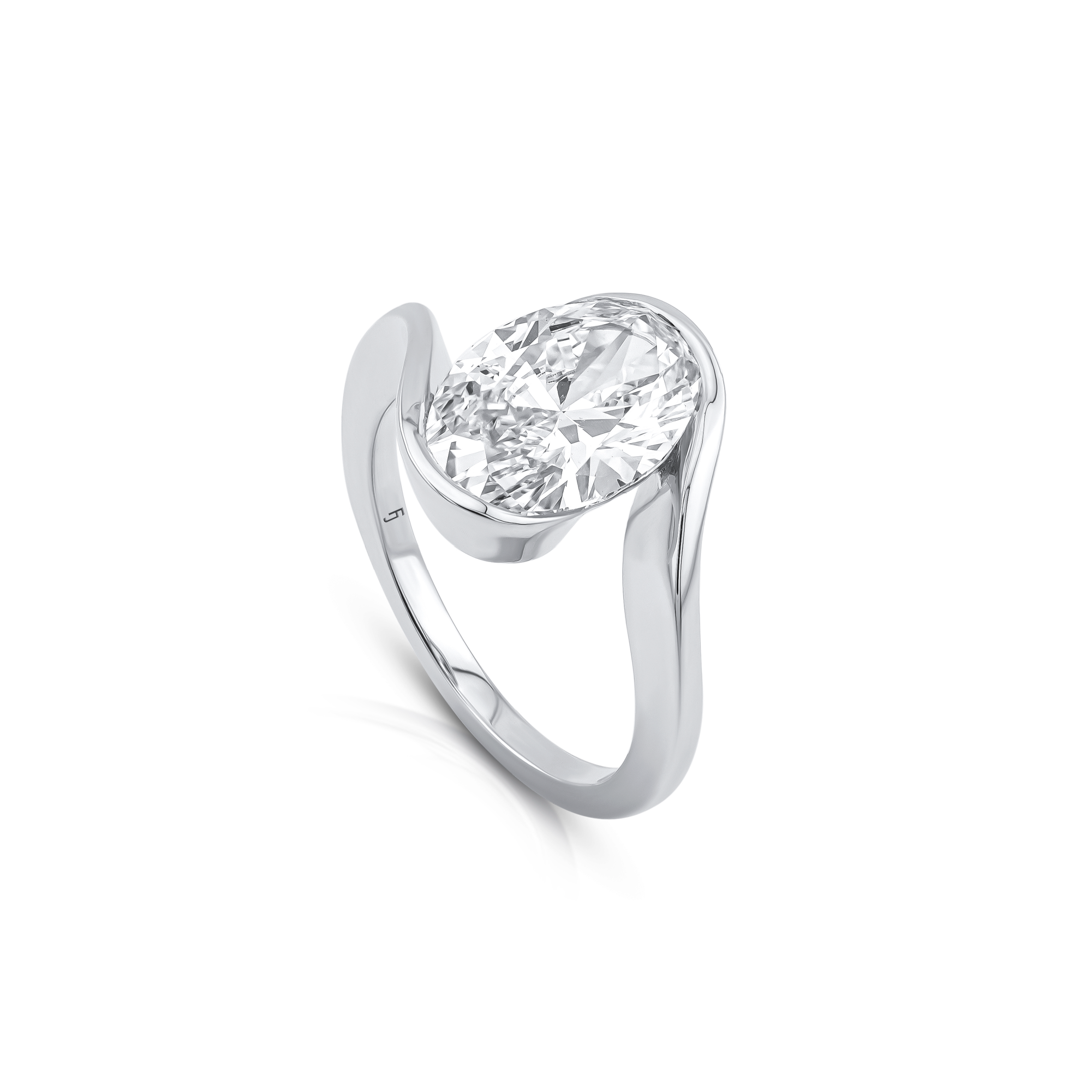 Modern Oval-Cut Bezel Set Engagement Ring