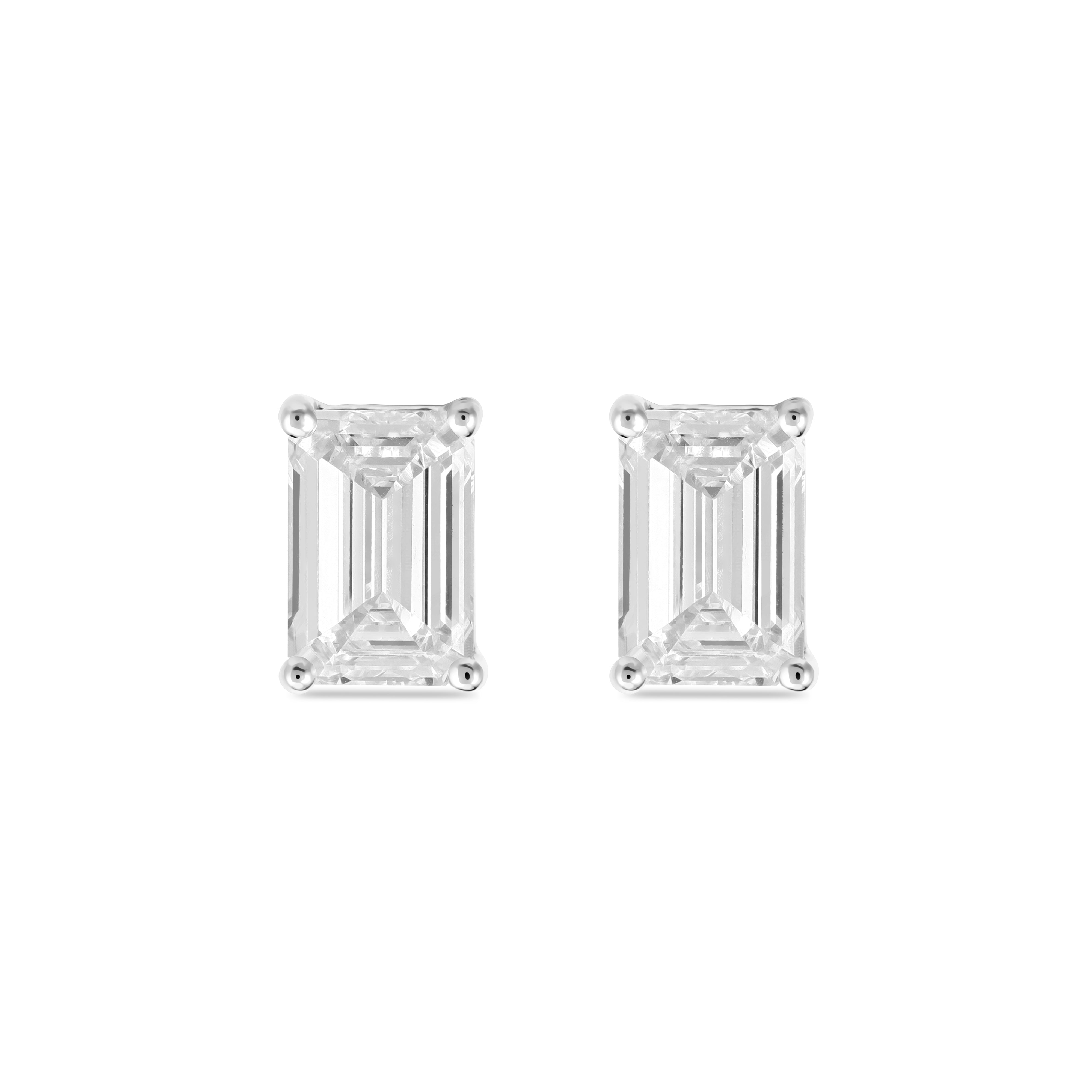 Emerald Cut Diamond Earrings - Lab Grown Diamonds - 18K Gold