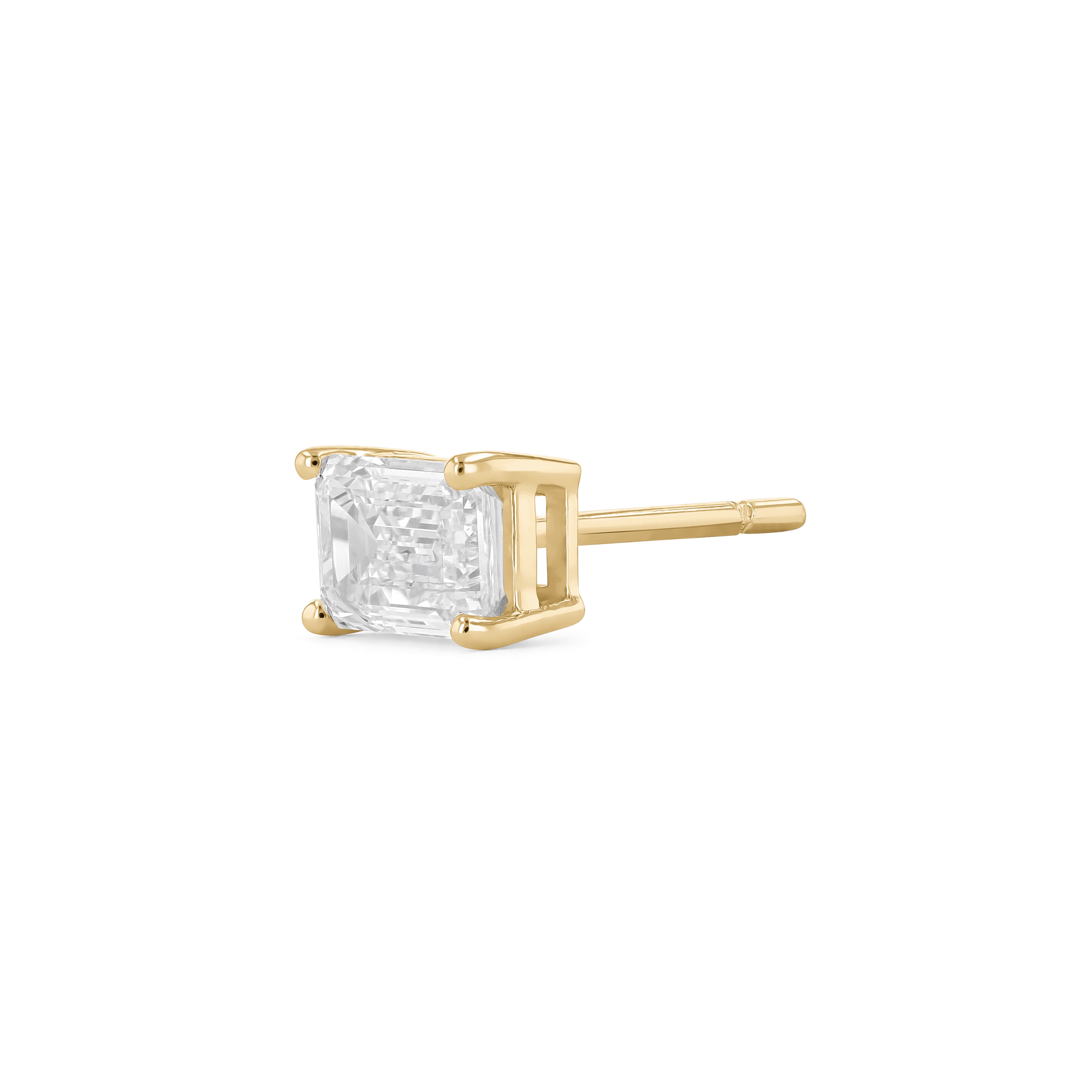 Emerald Cut Diamond Earrings - Lab Grown Diamonds - 18K Gold