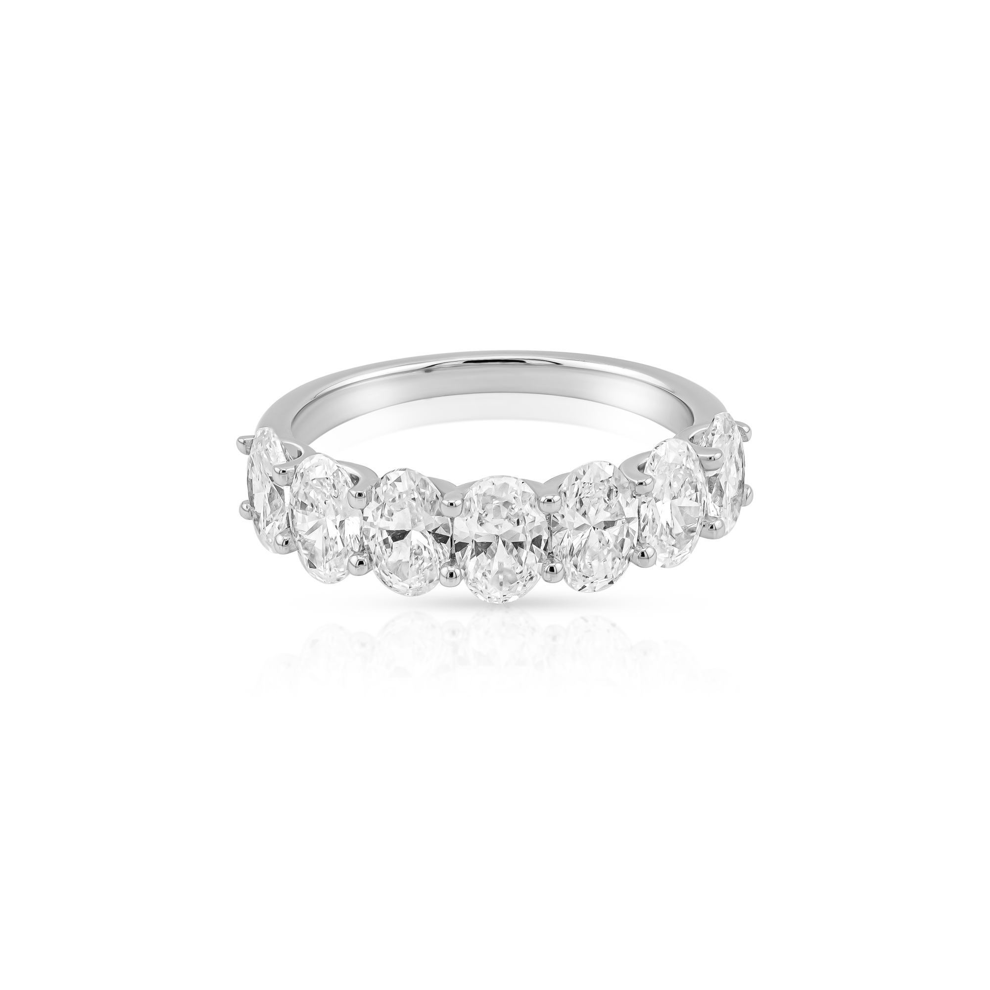 Oval Diamond Half Eternity Ring in U-Prong Setting (Certified)