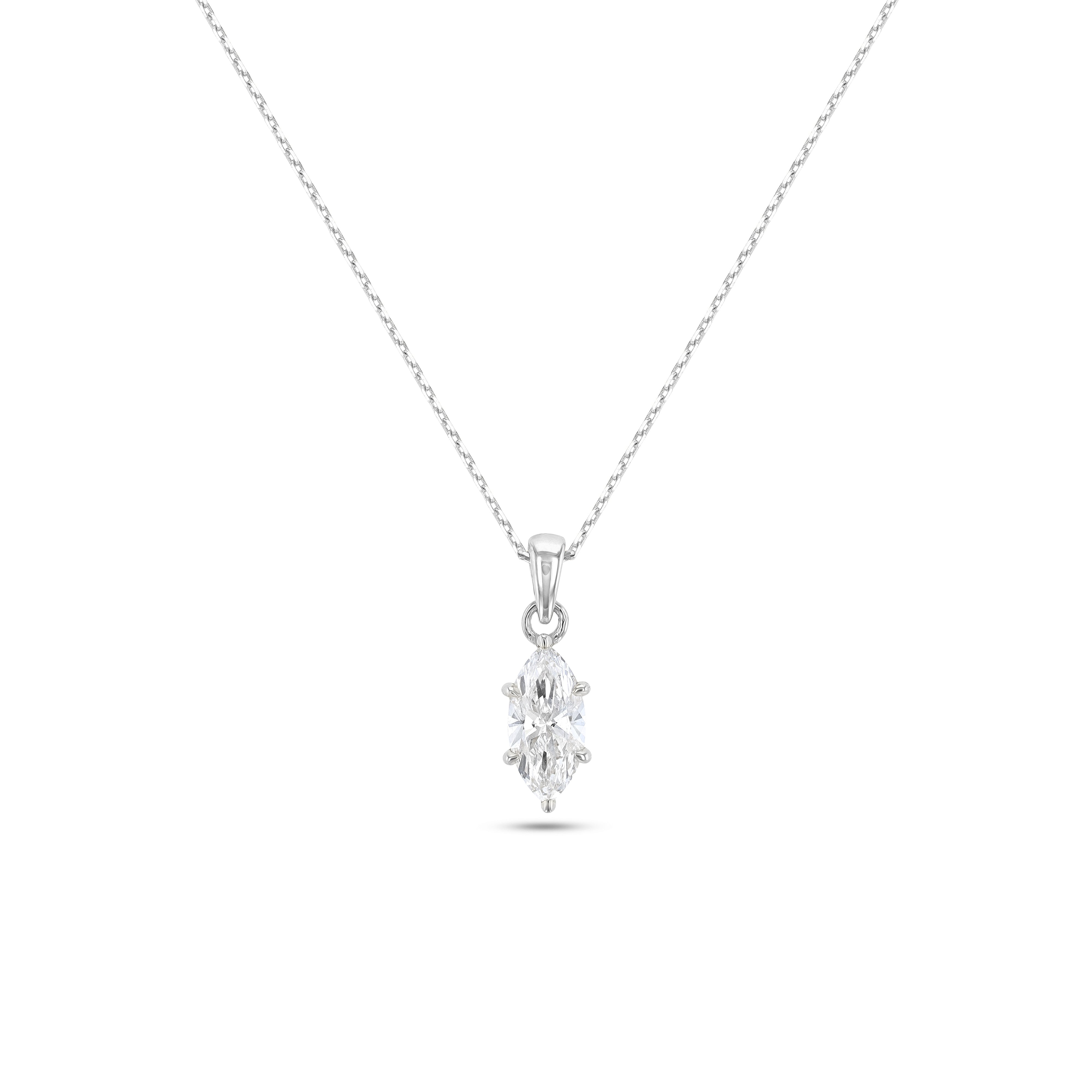 Marquise Diamond Solitaire Necklace (Certified)