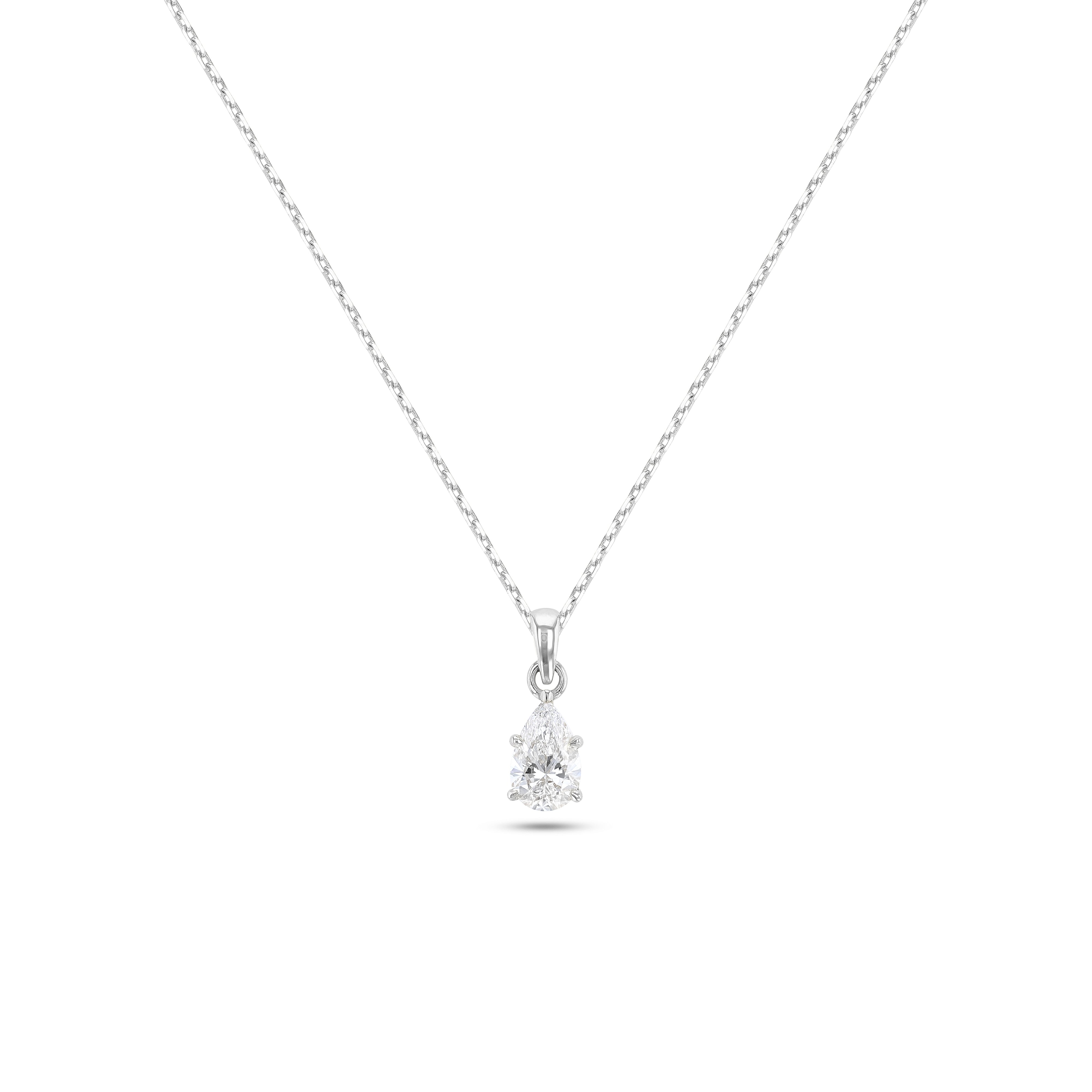 Pear Shape Diamond Solitaire Necklace (Certified)