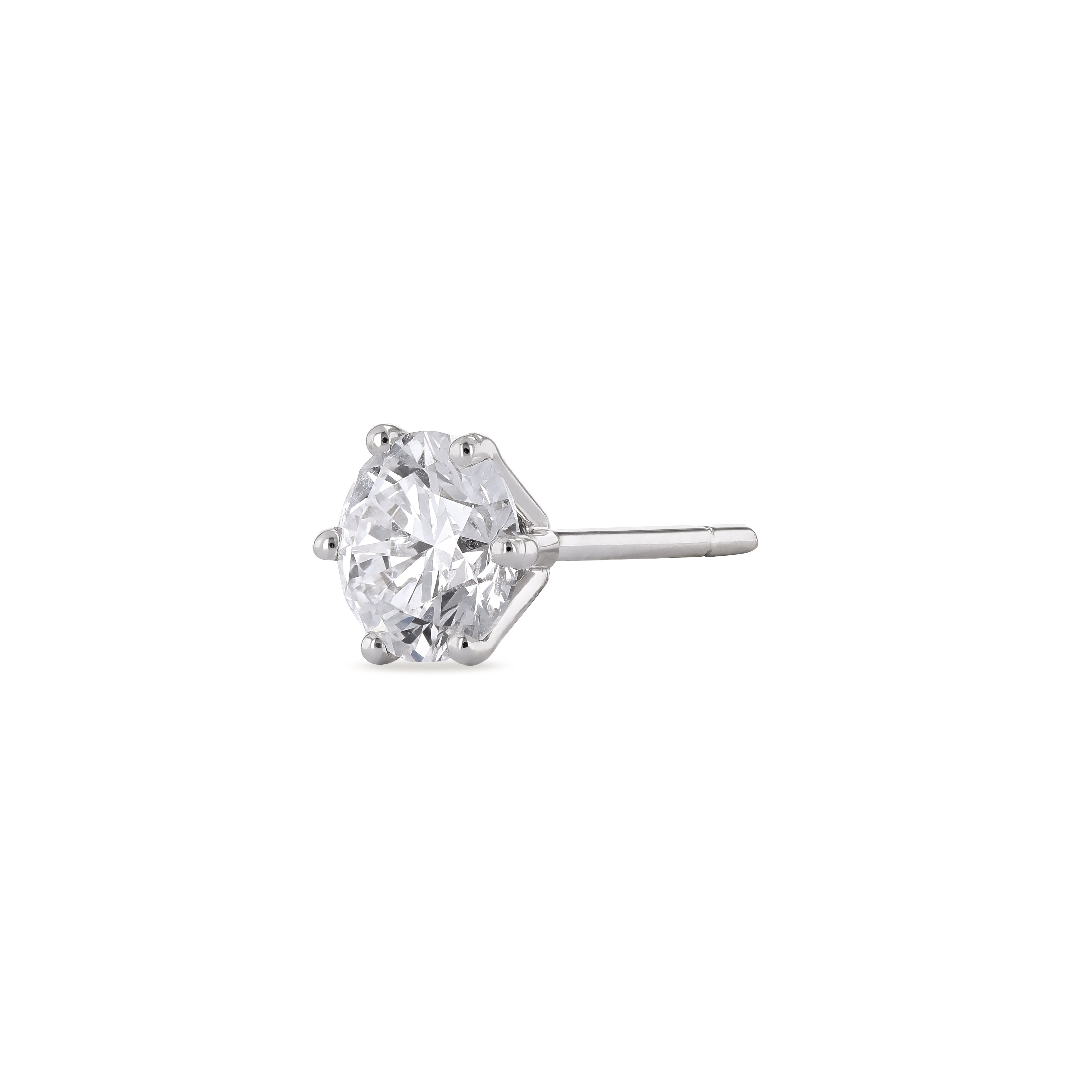 Round Brilliant Diamond Earrings (1 ct each)