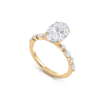 Oval Cut Engagement Ring with Marquise and Round Brilliant Diamonds