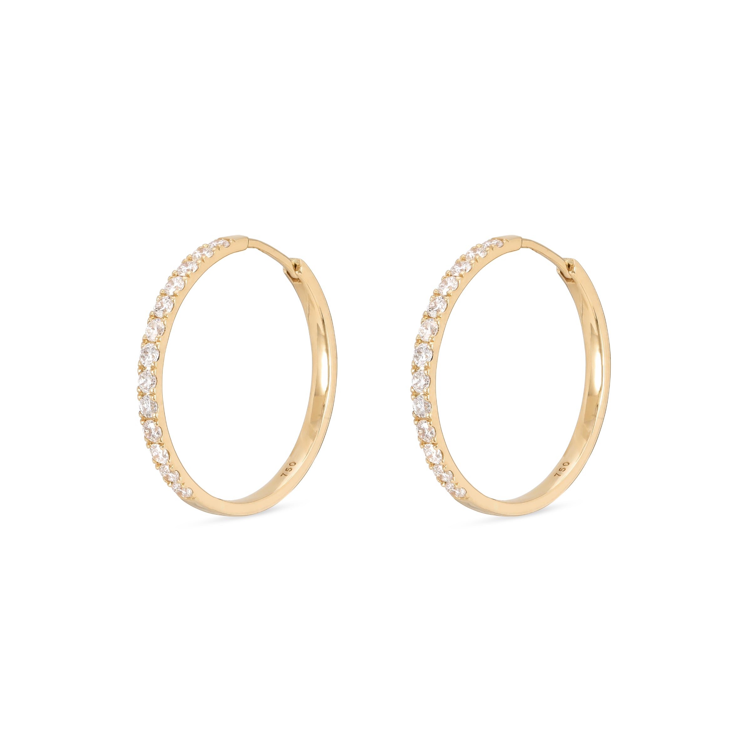 Ayla Diamond Pave Hoops - Yellow Gold