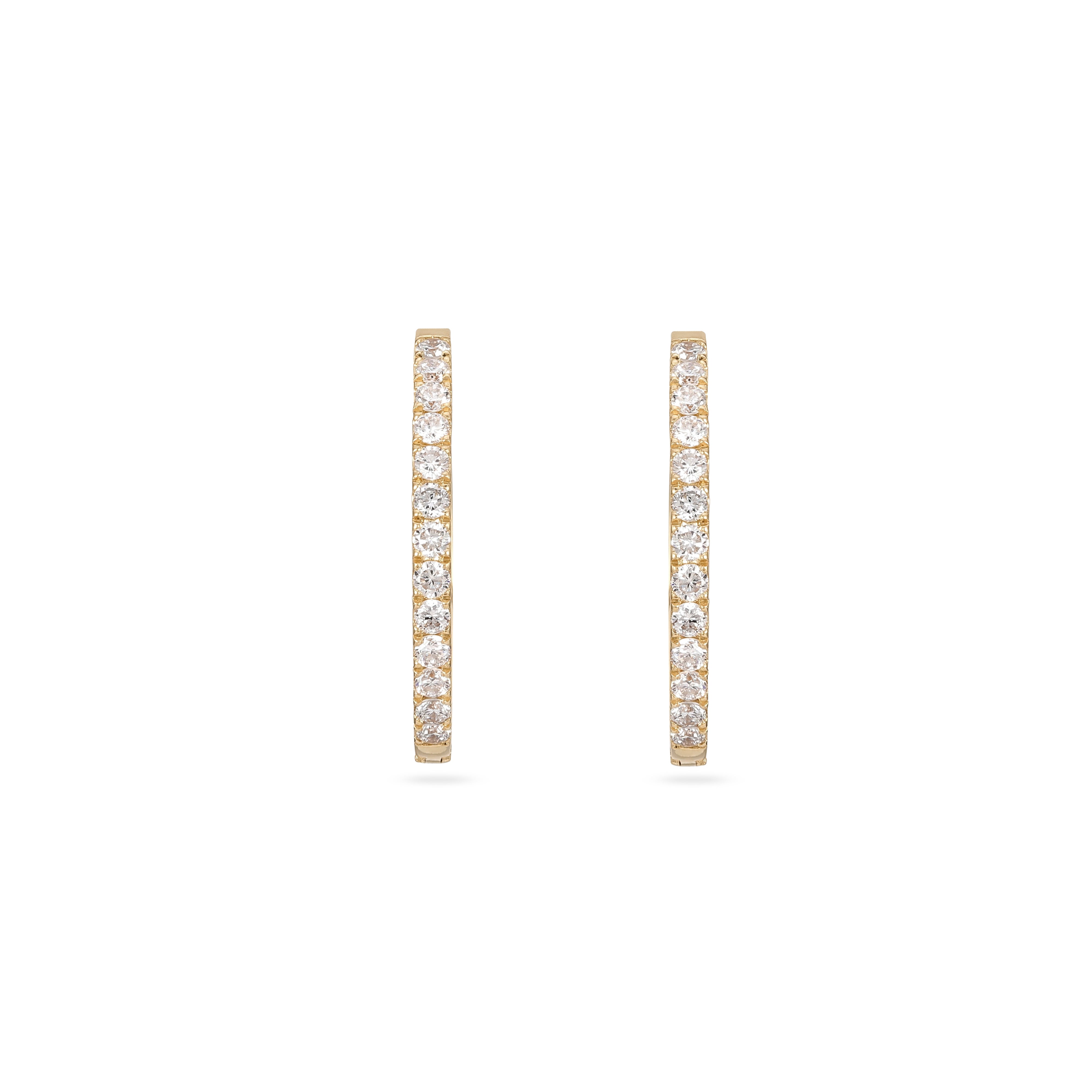 Ayla Diamond Pave Hoops - Yellow Gold