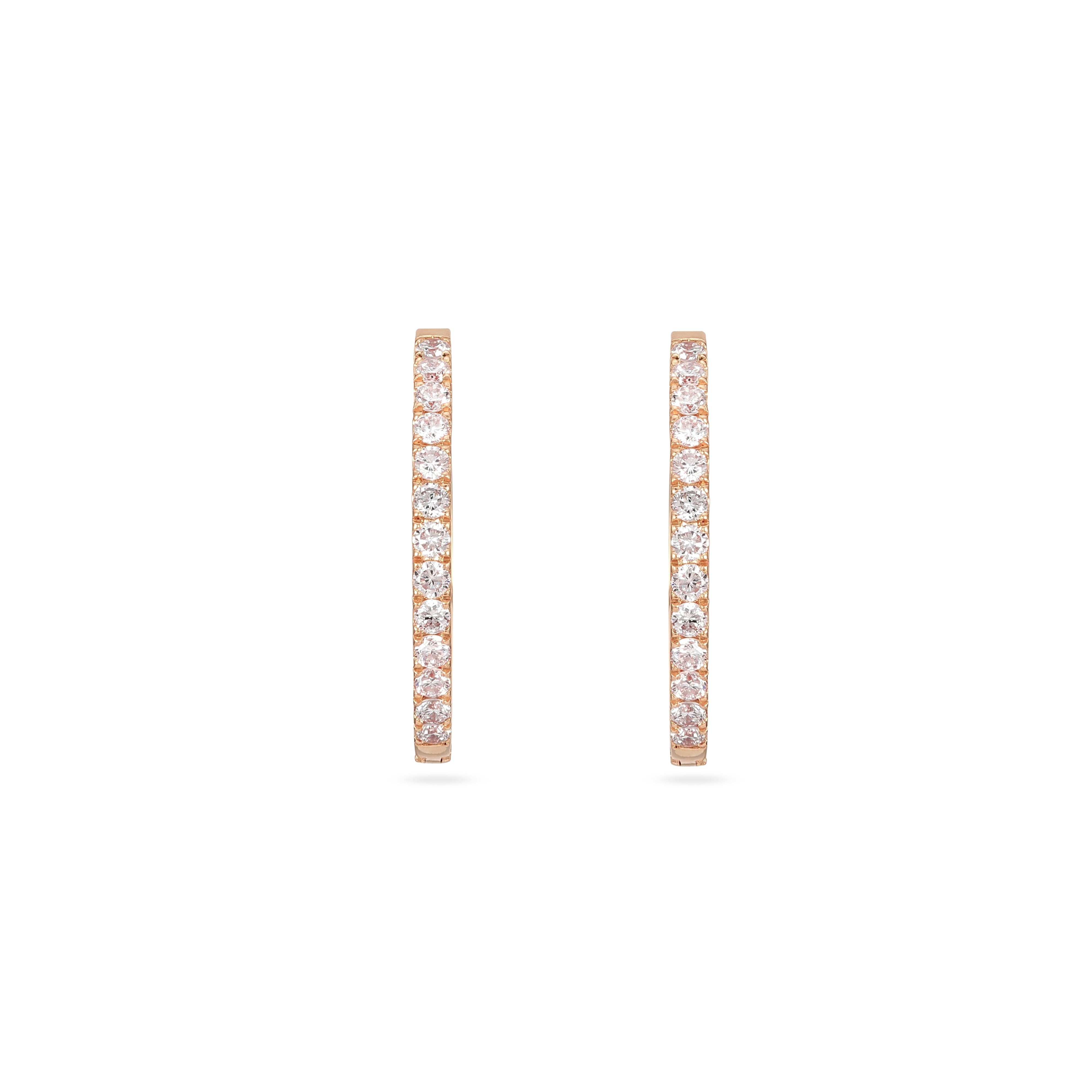 Ayla Diamond Pave Hoops - Rose Gold