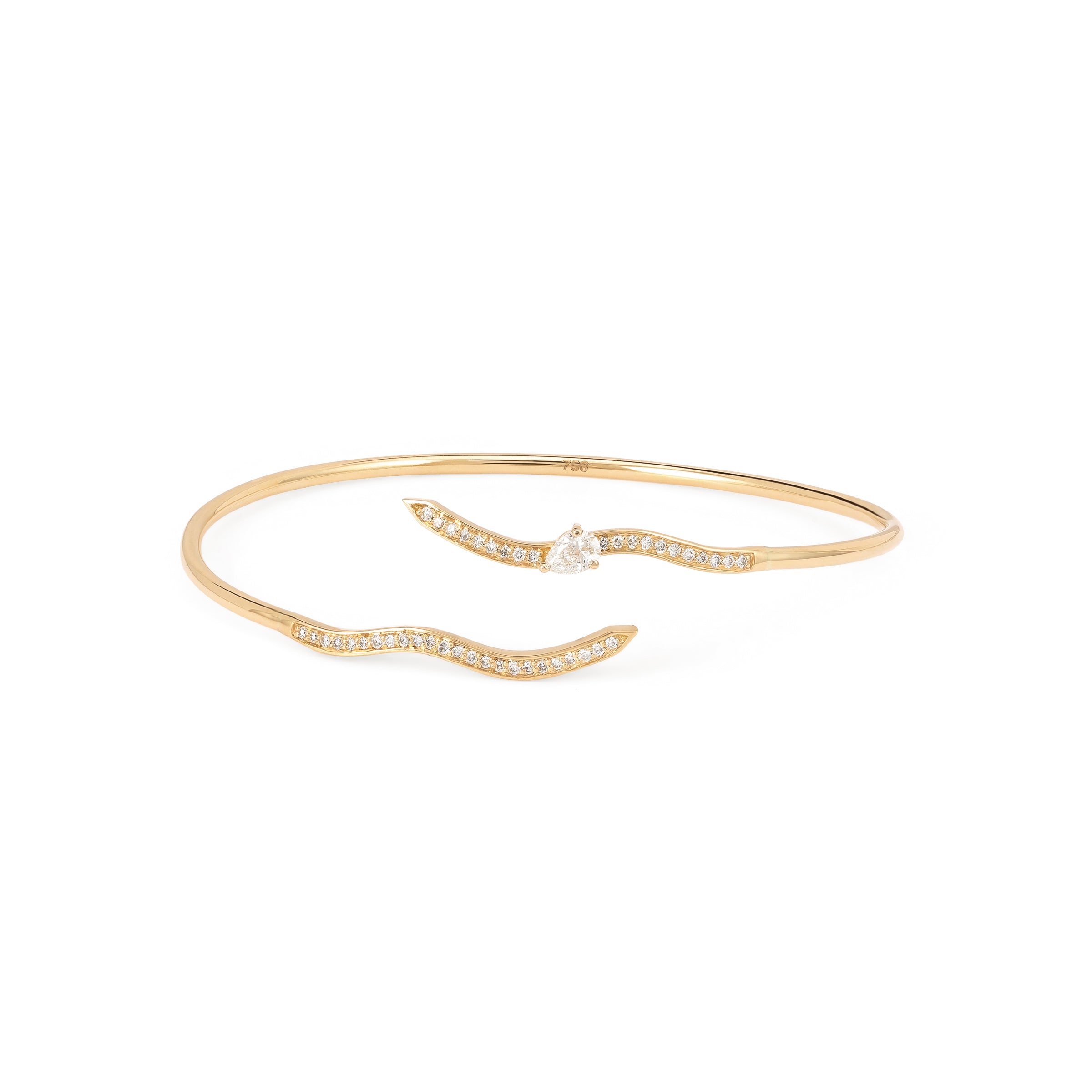 Diamond Dune Wave Bangle in Yellow Gold