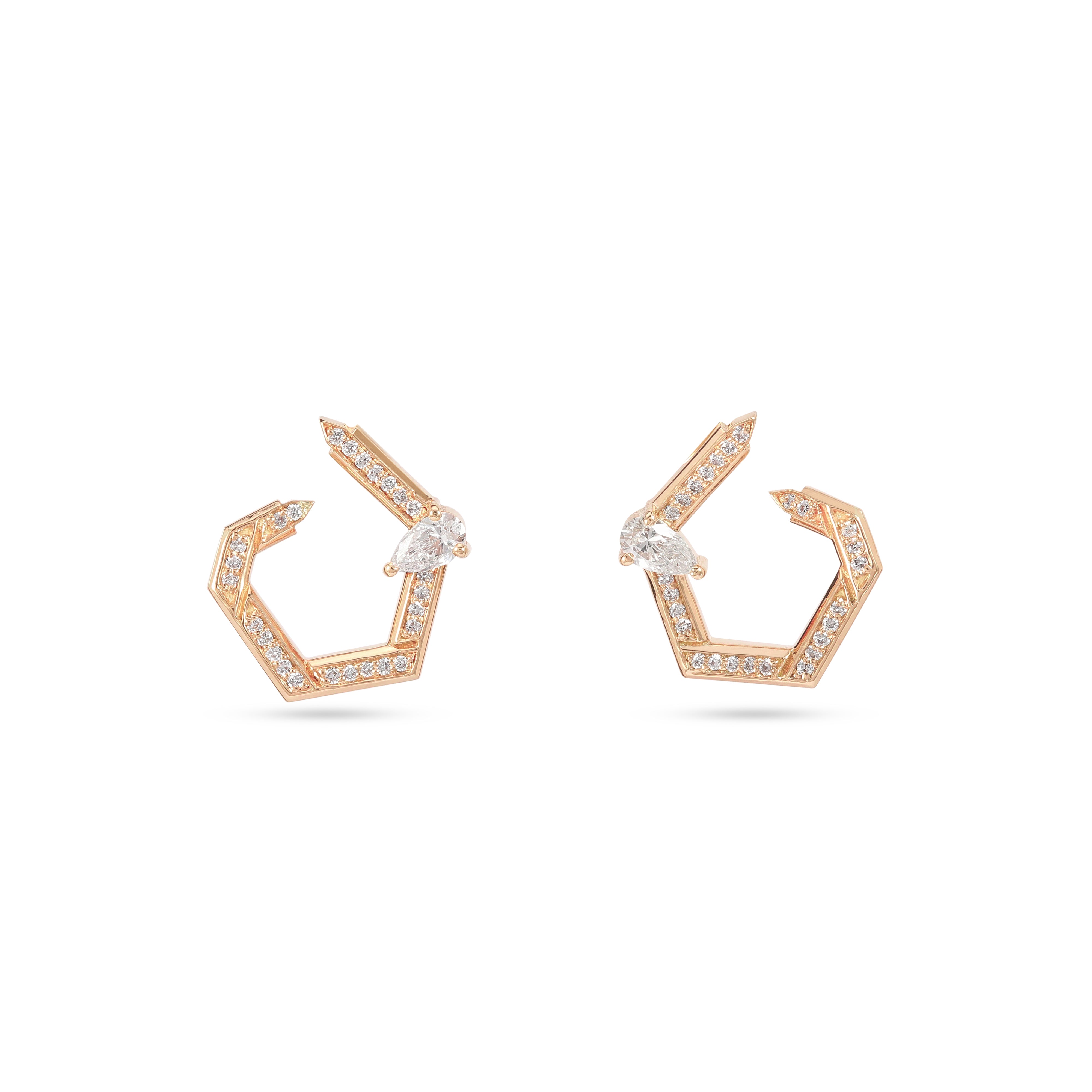 Hexad Diamond Earrings in Rose Gold