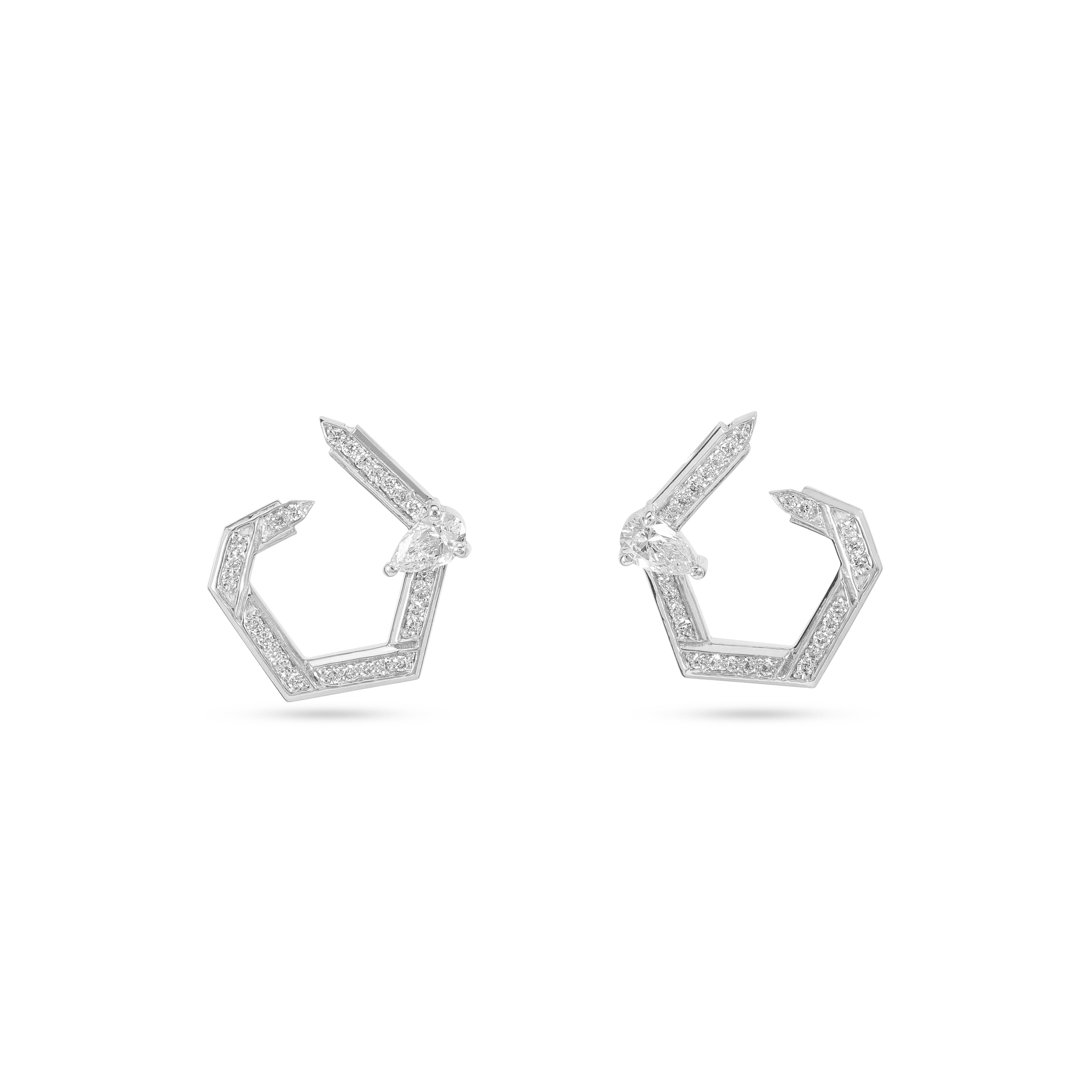 Hexad Diamond Earrings in White Gold