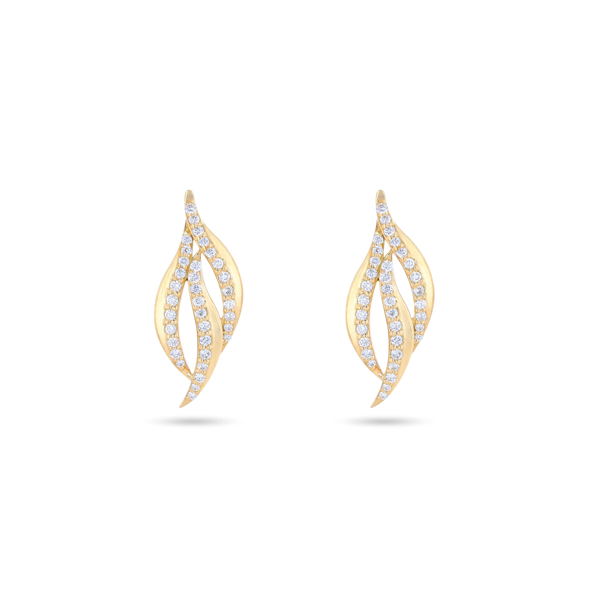 Rhea Feather Diamond Earrings in 18K Yellow Gold