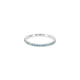 Skinny Diamond Eternity Ring with Blue Diamonds in White Gold