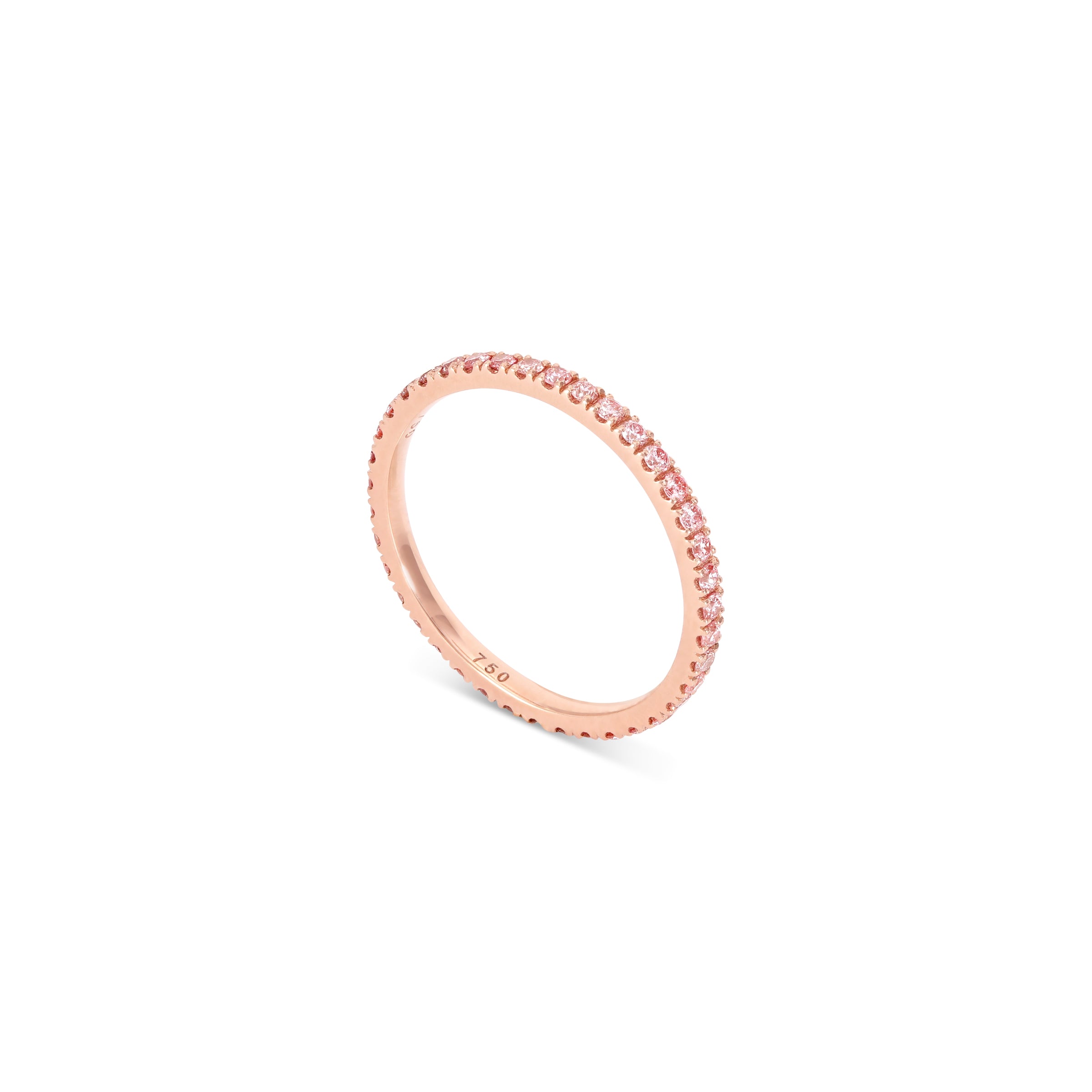 Skinny Diamond Eternity Ring with Pink Diamonds in Rose Gold