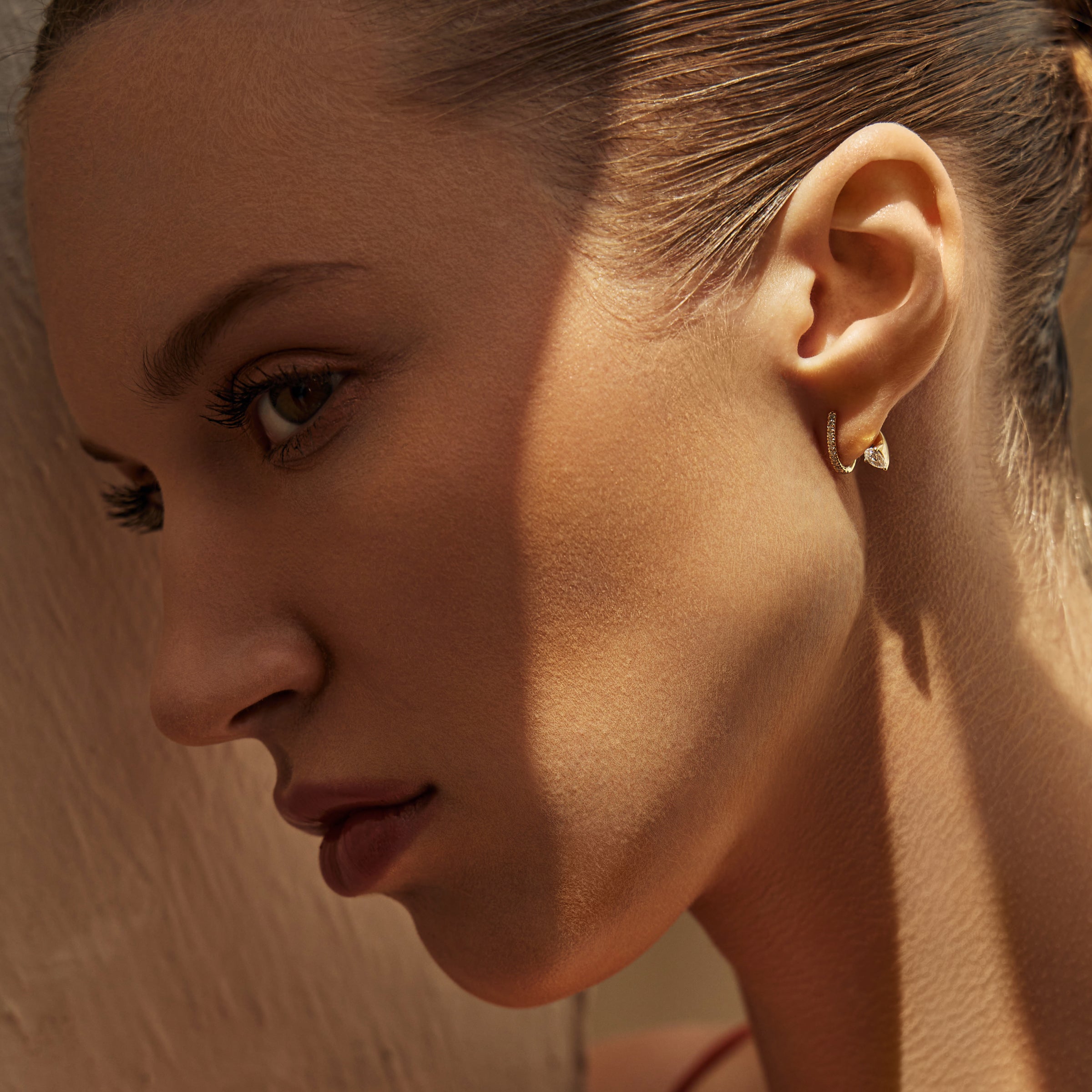 Spiral Diamond Earrings in Yellow Gold