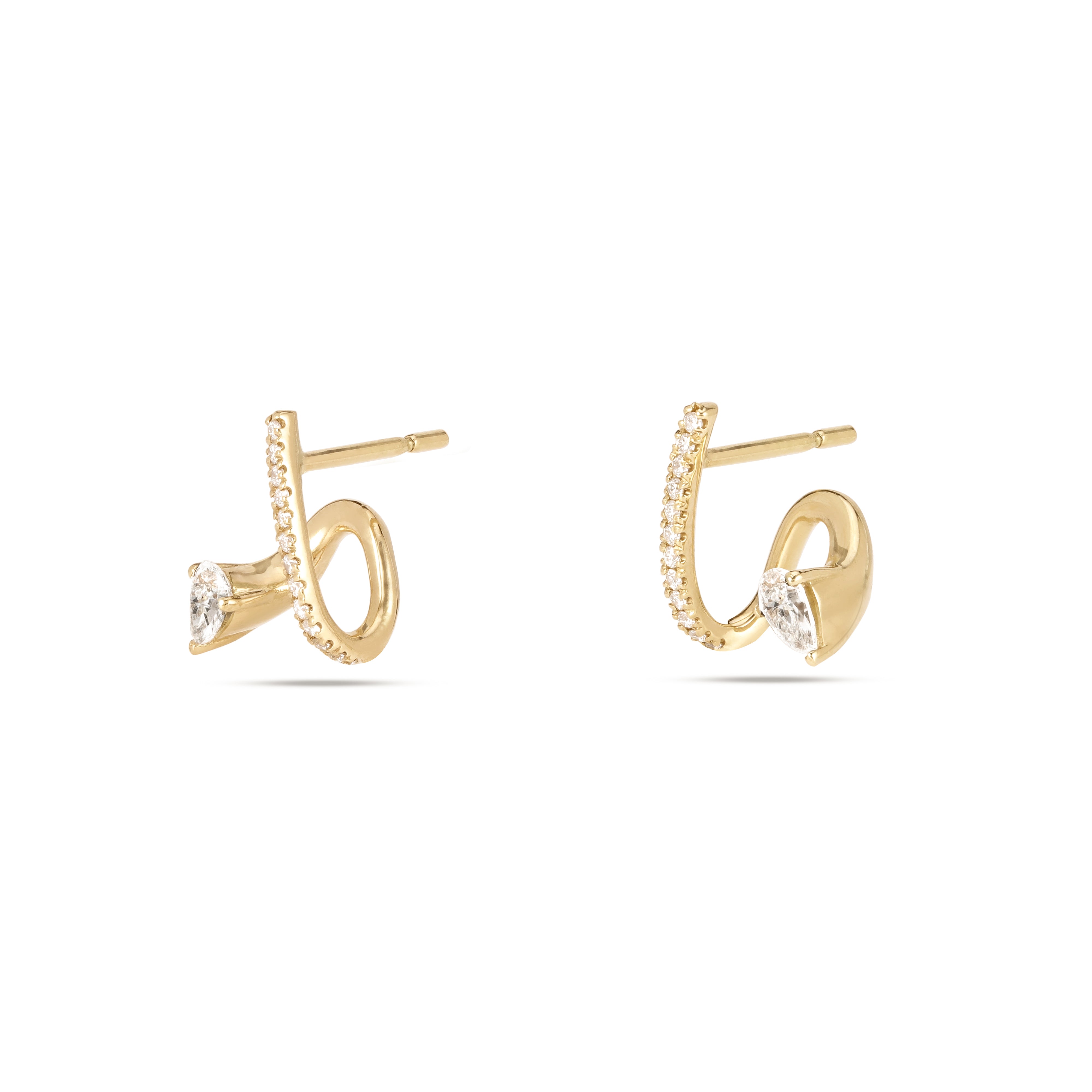 Spiral Diamond Earrings in Yellow Gold